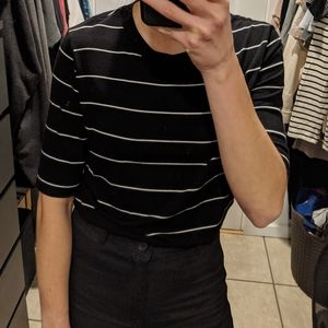 Banana Republic Black Relaxed Stripe T-shirt